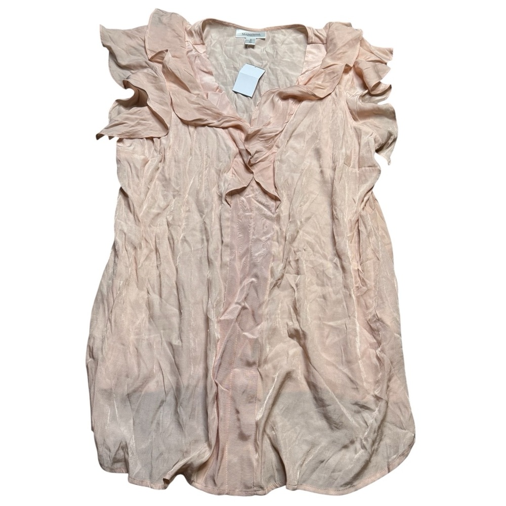 🌸‎ Motherhood Maternity Pink Ruffle Sleeveless Blouse NWT Size Large 🌸